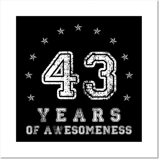 Vintage 43 years of awesomeness Wall Art by opippi